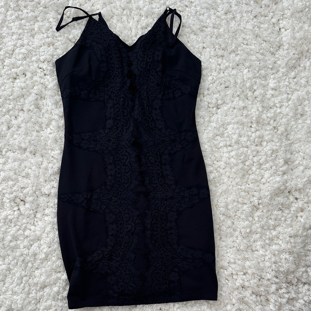 Lush Black Lace Mini Dress